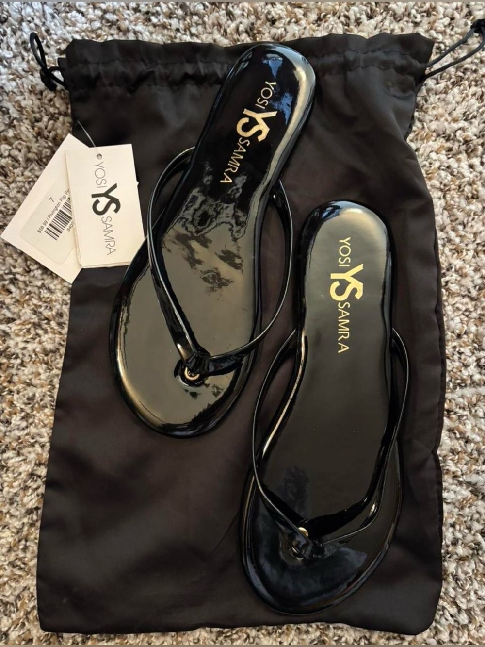 Yosi Samra Rivington Flip Flops 
Black Patent